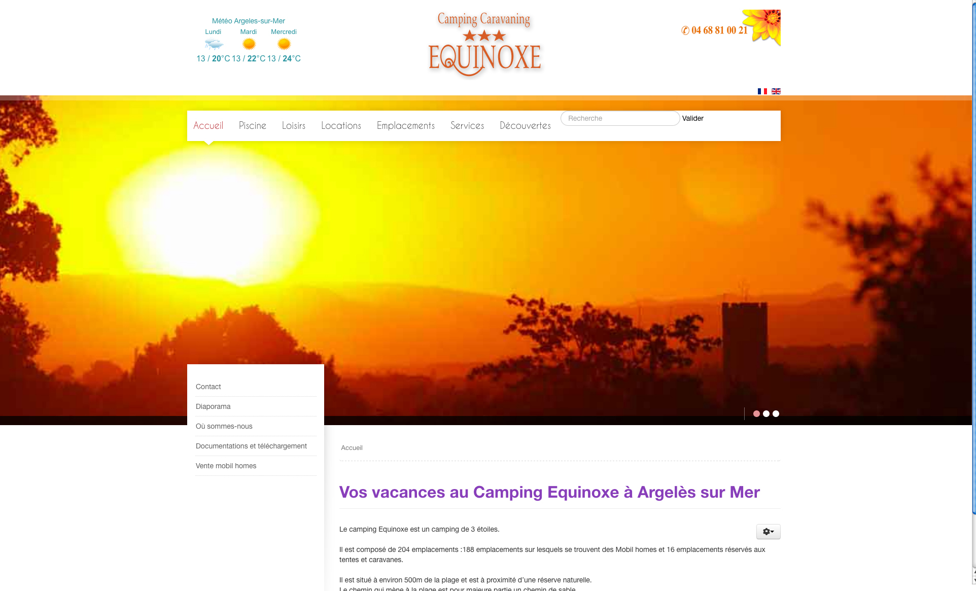 Site internet camping Équinoxe